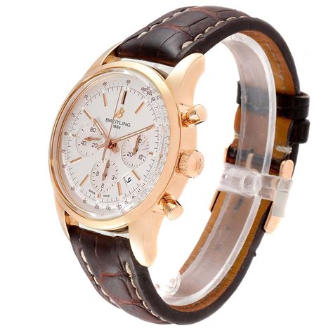 breitling transocean chronograph 18ct rose gold brown croco|breitling transocean horloge.